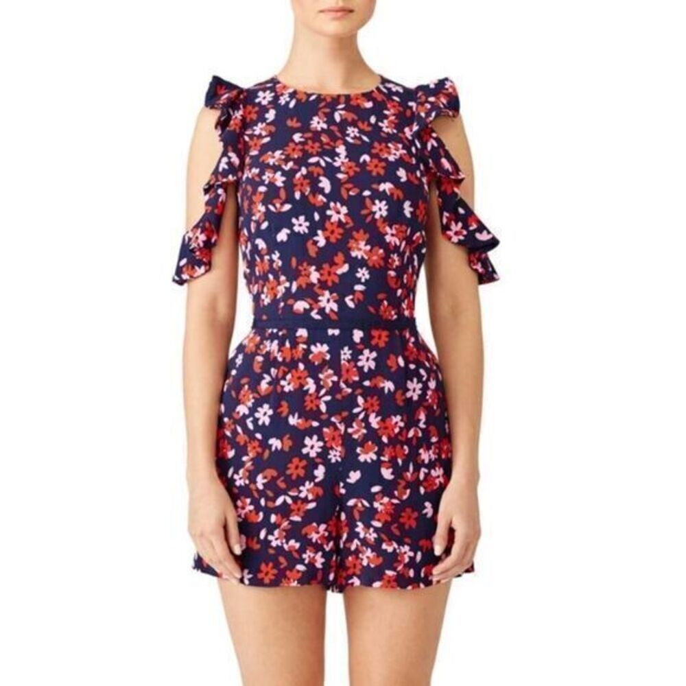 DRAPER JAMES Romper Floral Cold Shoulder Mini Dress US 10